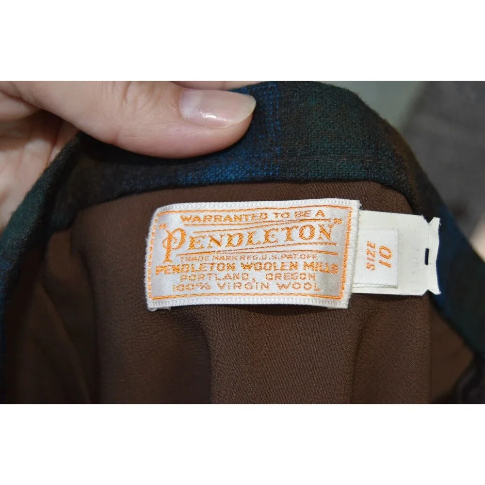 Vintage 1950s Pendleton Wool Plaid Pencil Skirt Blue and Maroon Size XS/S
